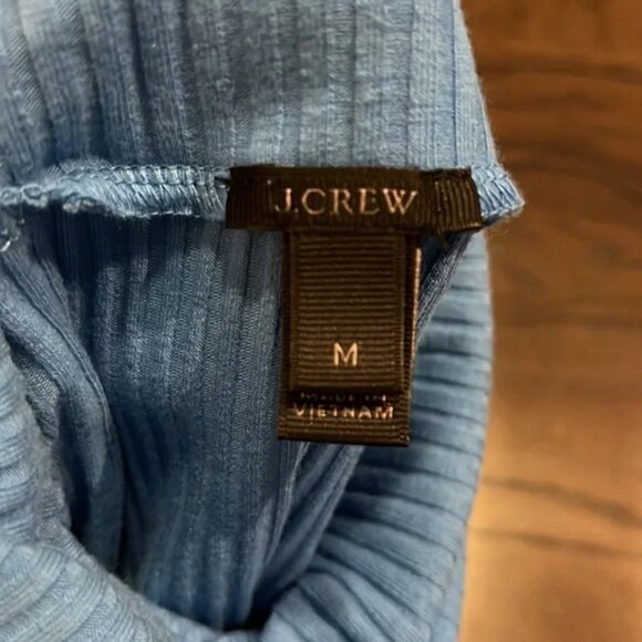 Light blue ribbed J. Crew turtleneck long sleeve body suit - Picture 7 of 7